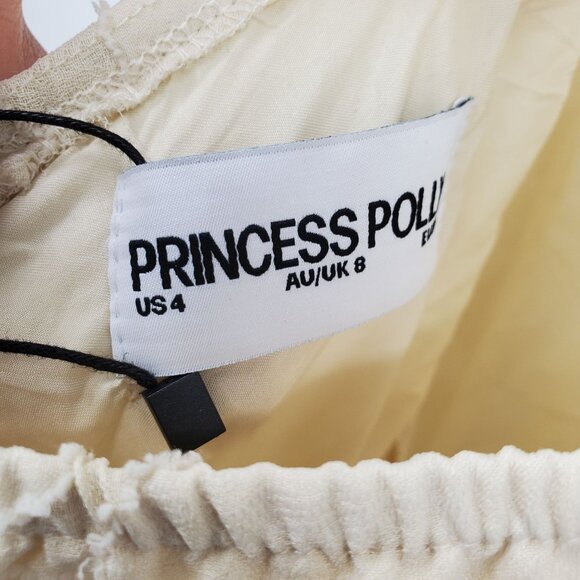 Princess Polly Cyrene Maxi Dress Women Size US 4 NWT Asymmetrical Hem Lemon - Picture 8 of 14